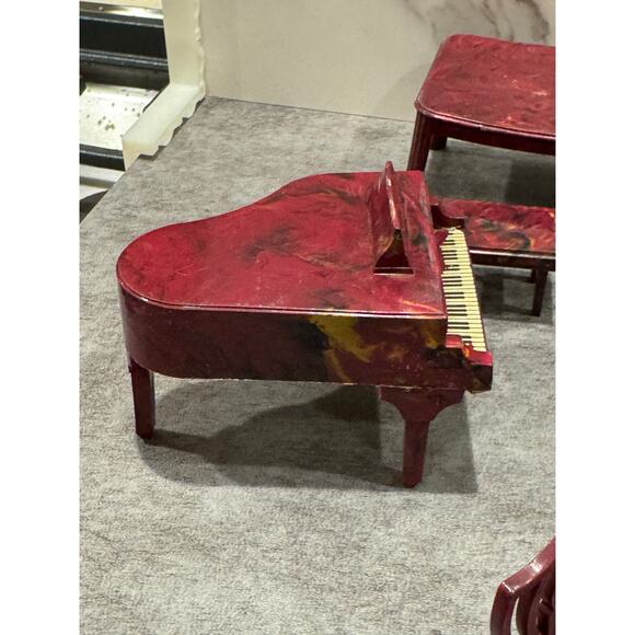 Renwal Grand Piano Chair Lot Vintage Tin Dollhouse Furniture Miniature Plastic - Picture 8 of 8